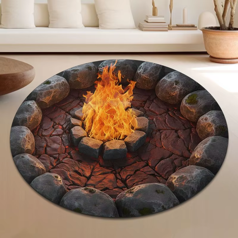 Tapis rond Fantasy Blue Dragon avec imprimé scène de grotte pour thèmes de chambre magiques et mythiques