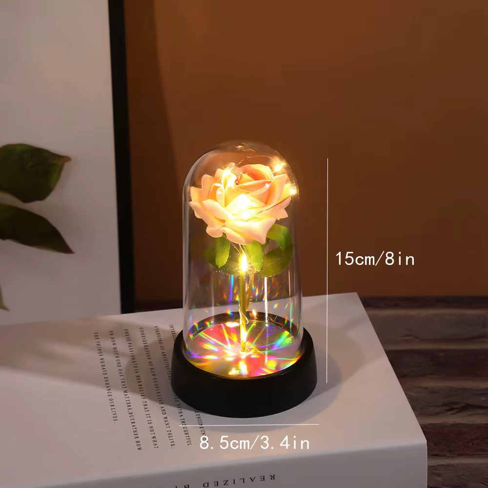 Rose éternelle, cadeau d'anniversaire de mariage, de saint-valentin, ornement lumineux coloré pour femmes, maman, petite amie, femme, décoration de la maison