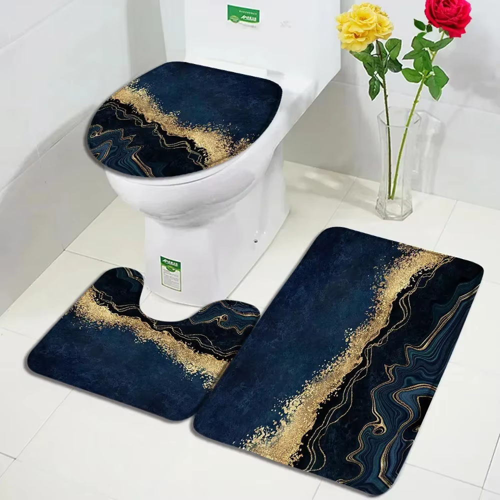 Ensembles de tapis de bain en marbre abstrait
