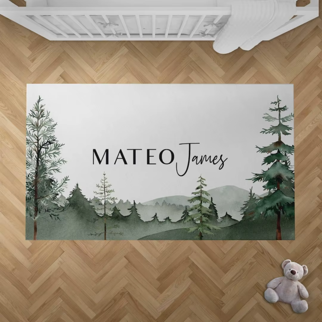 Tapis de forêt personnalisé avec nom