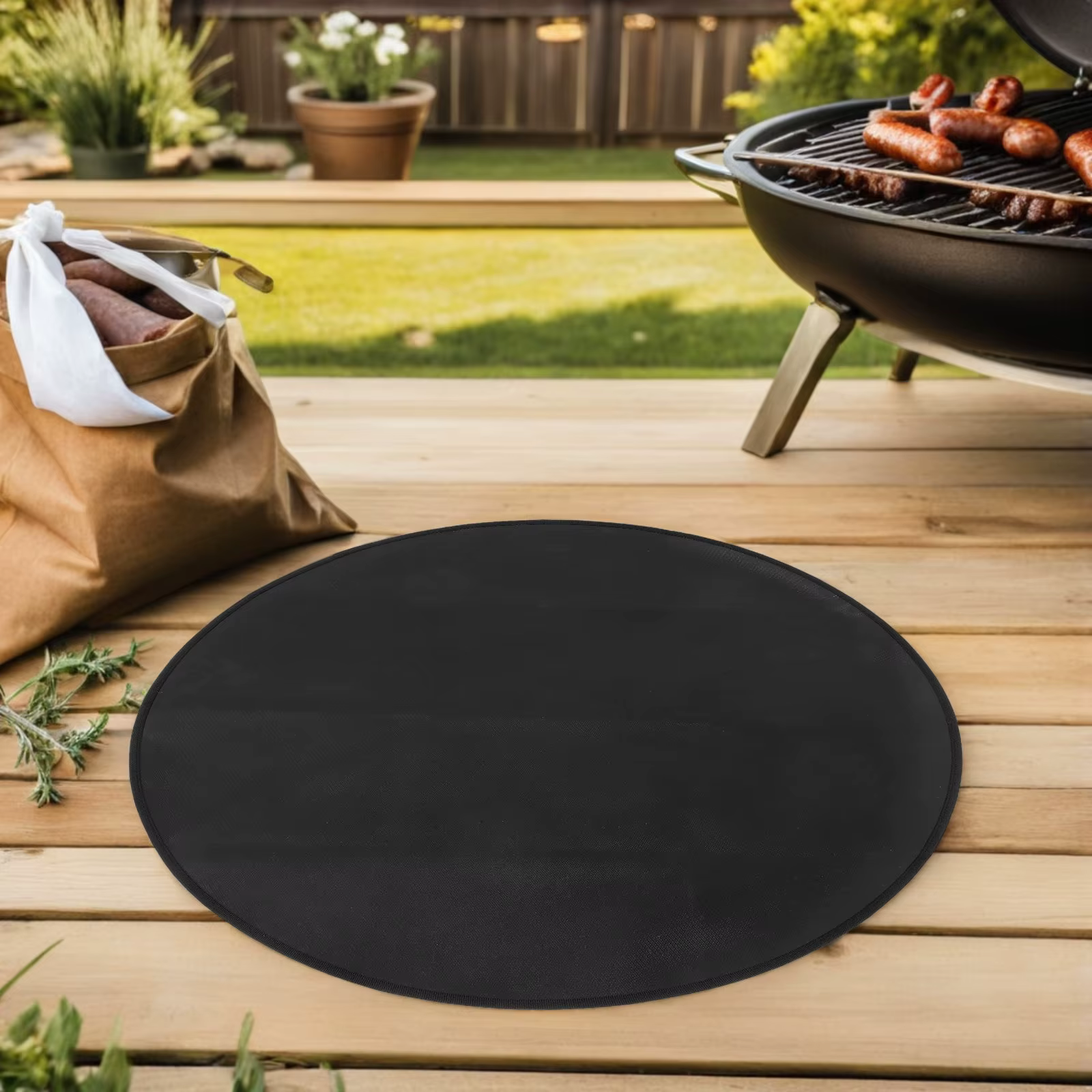 Tapis ignifuge rond résistant à la chaleur de 24 pouces pour barbecue extérieur