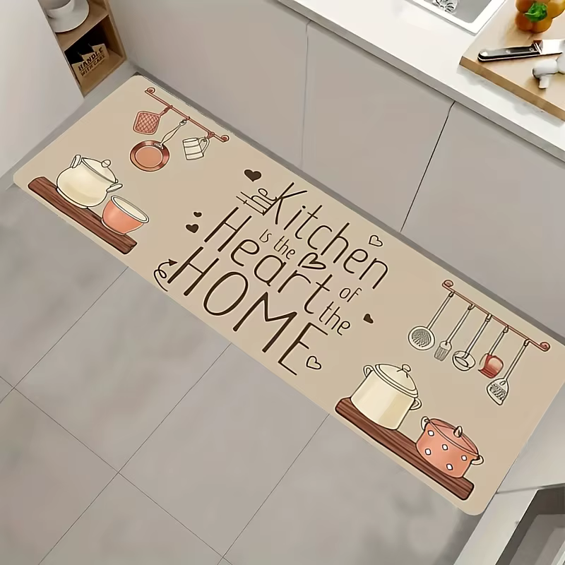 Tapis de cuisine avec citation « La cuisine est le cœur de la maison »