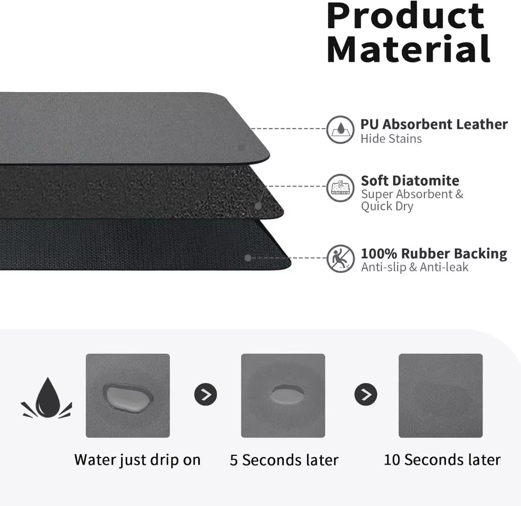 Tapis de séchage pour cuisine en grain de bois blanc