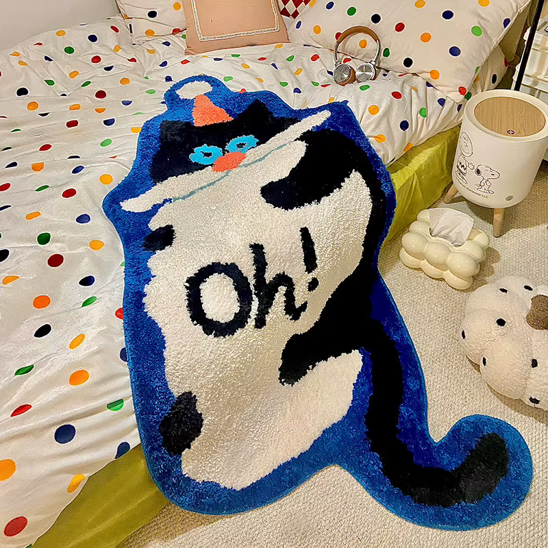 Tapis en peluche chat de dessin animé