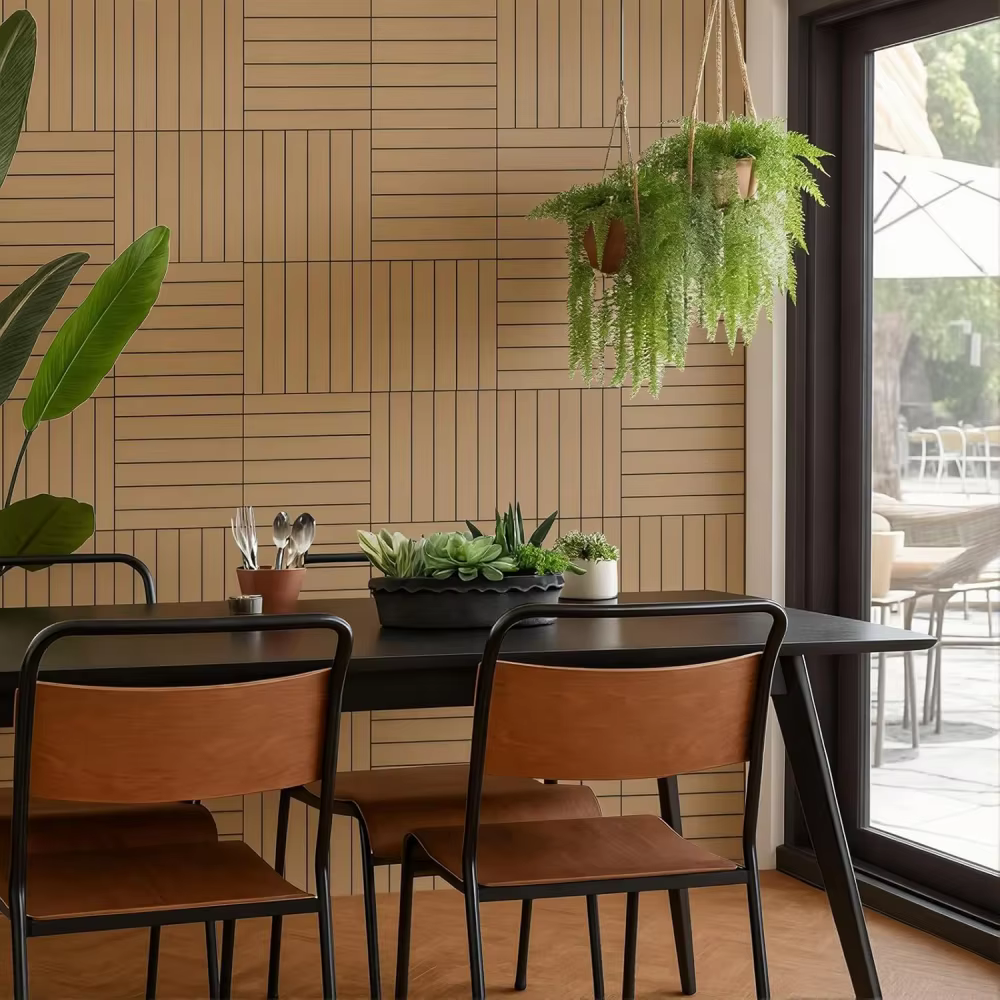 Panneaux muraux acoustiques en PVC couleur bois