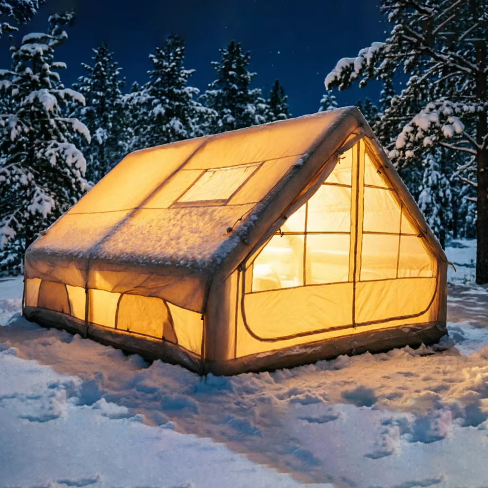 12 ㎡   Grande tente de camping gonflable pour 4 à 8 personnes avec fenêtres, portable, imperméable, pare-soleil, tente de camping quatre saisons