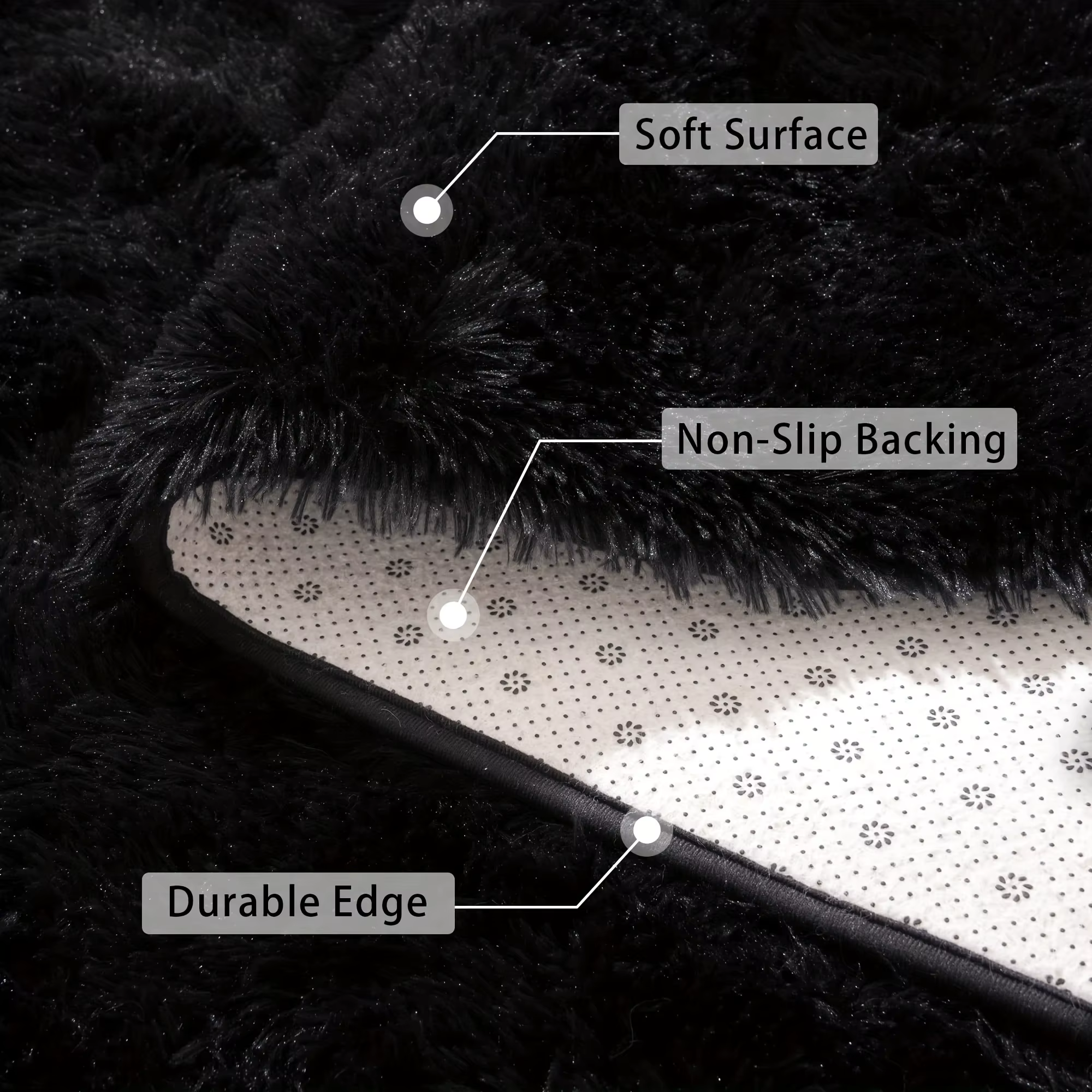 VIKAMA – tapis moderne en laine et soie noire