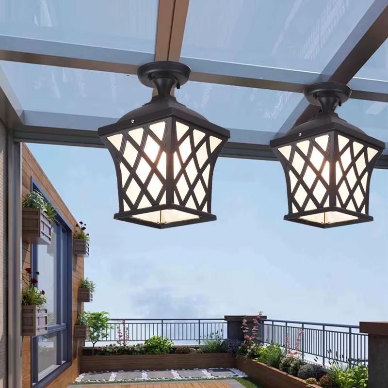 Luminaire de plafond extérieur étanche pour balcon, cour, terrasse, villa, couloir, avant-toit - Solution d'éclairage écoénergétique