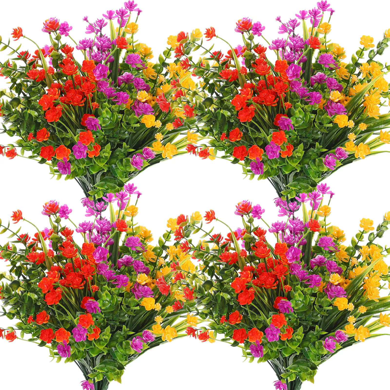 4 paquets de plantes artificielles résistantes aux UV, fausses buissons, fleurs en plastique, maison, ferme, mariage, jardin extérieur, porche, plante décorative