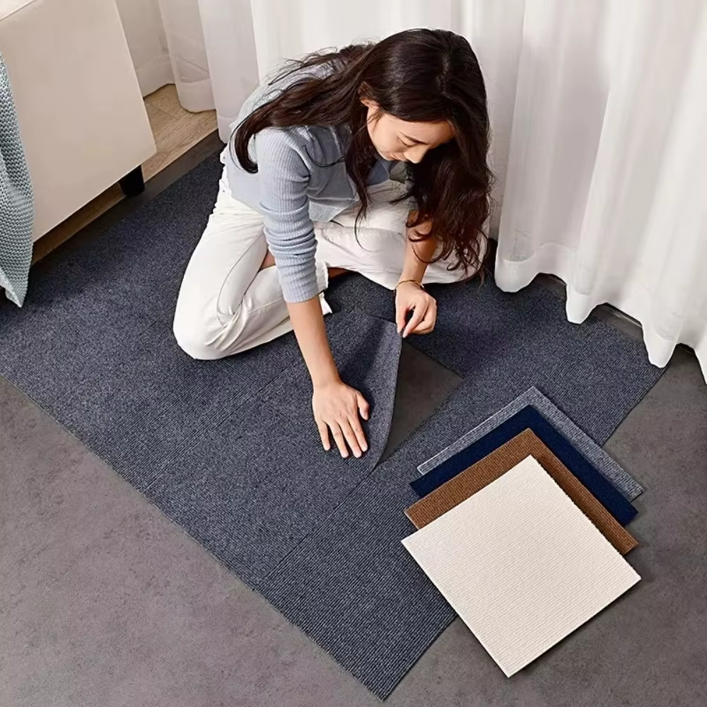 Dalles de moquette autocollantes antidérapantes 40x40cm – Tapis de sol souple à peler et coller