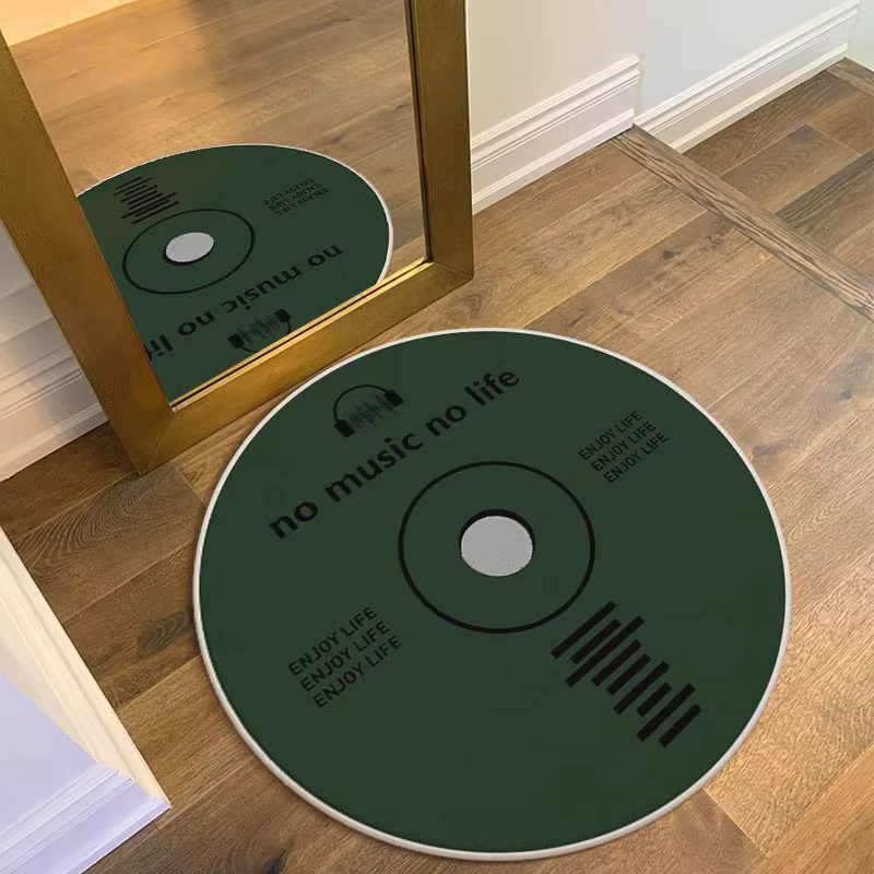 Tapis rond à motif de disque vinyle