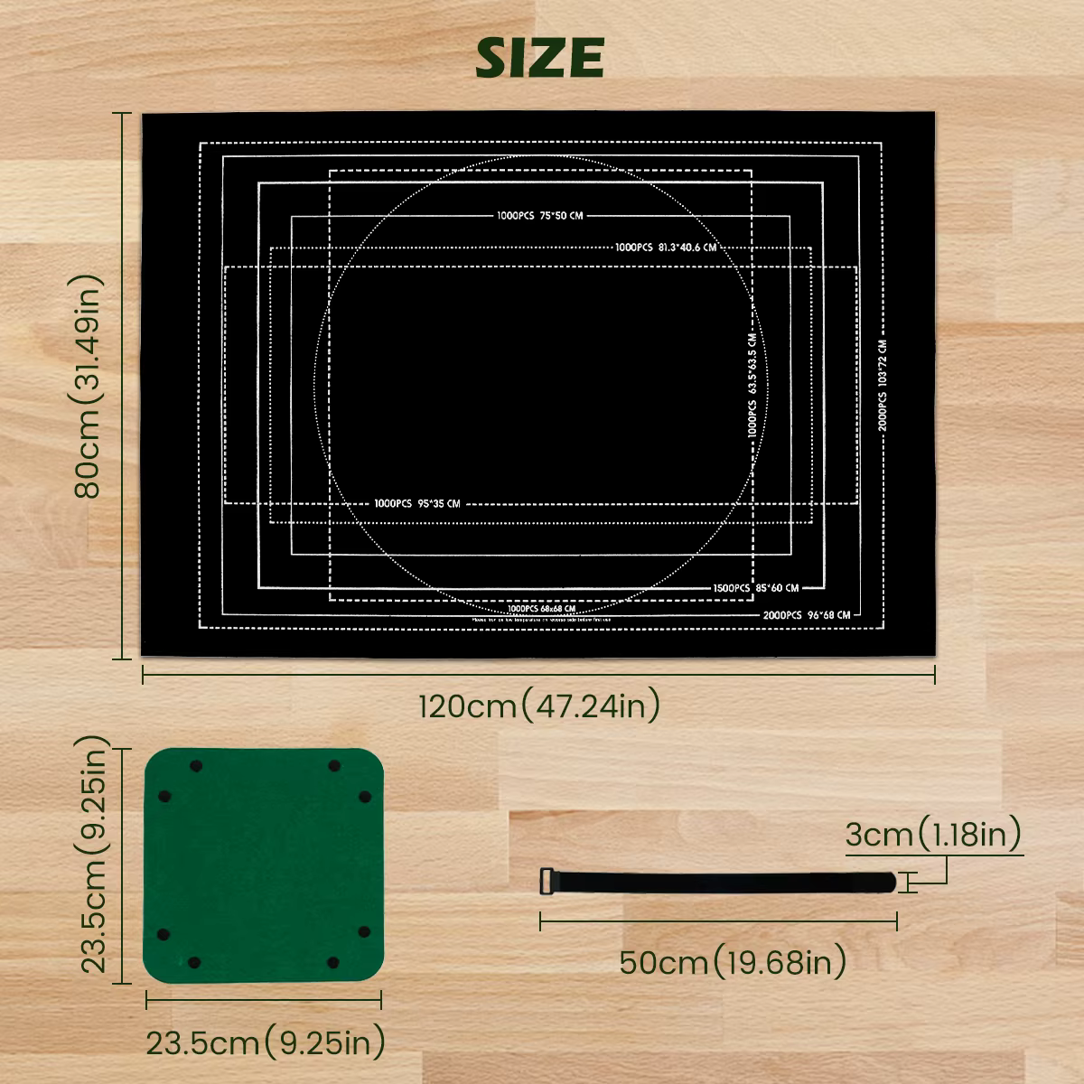 Tapis de puzzle en feutre jusqu'à 1500/2000/3000 pièces