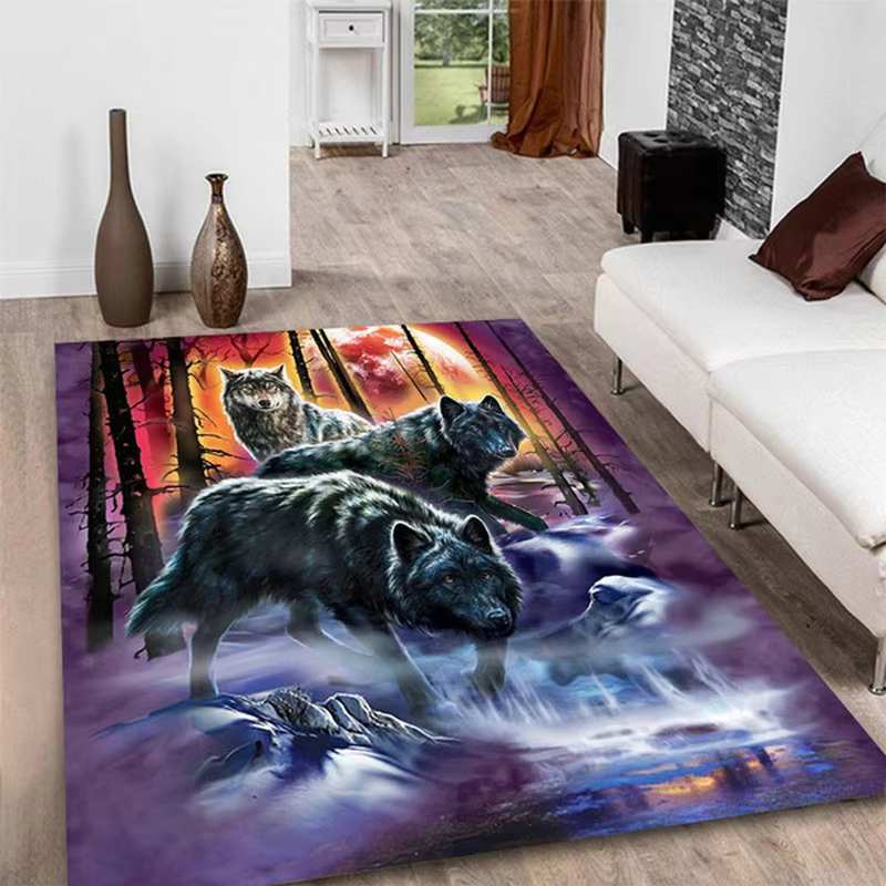 Tapis motif loup imprimé pour porte