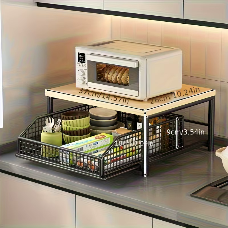 Organisateur de comptoir de cuisine robuste en bois dur