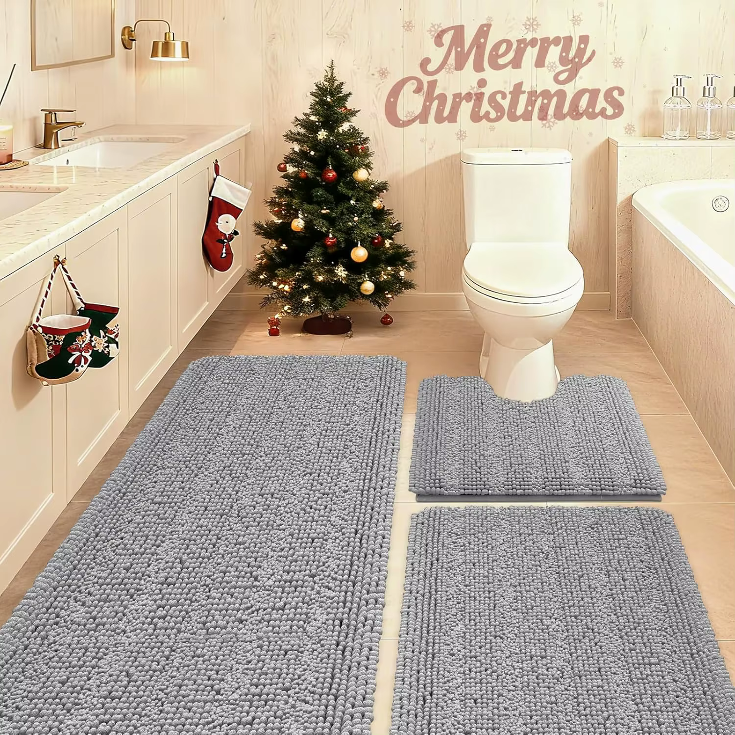 Ensemble de tapis de salle de bain absorbants