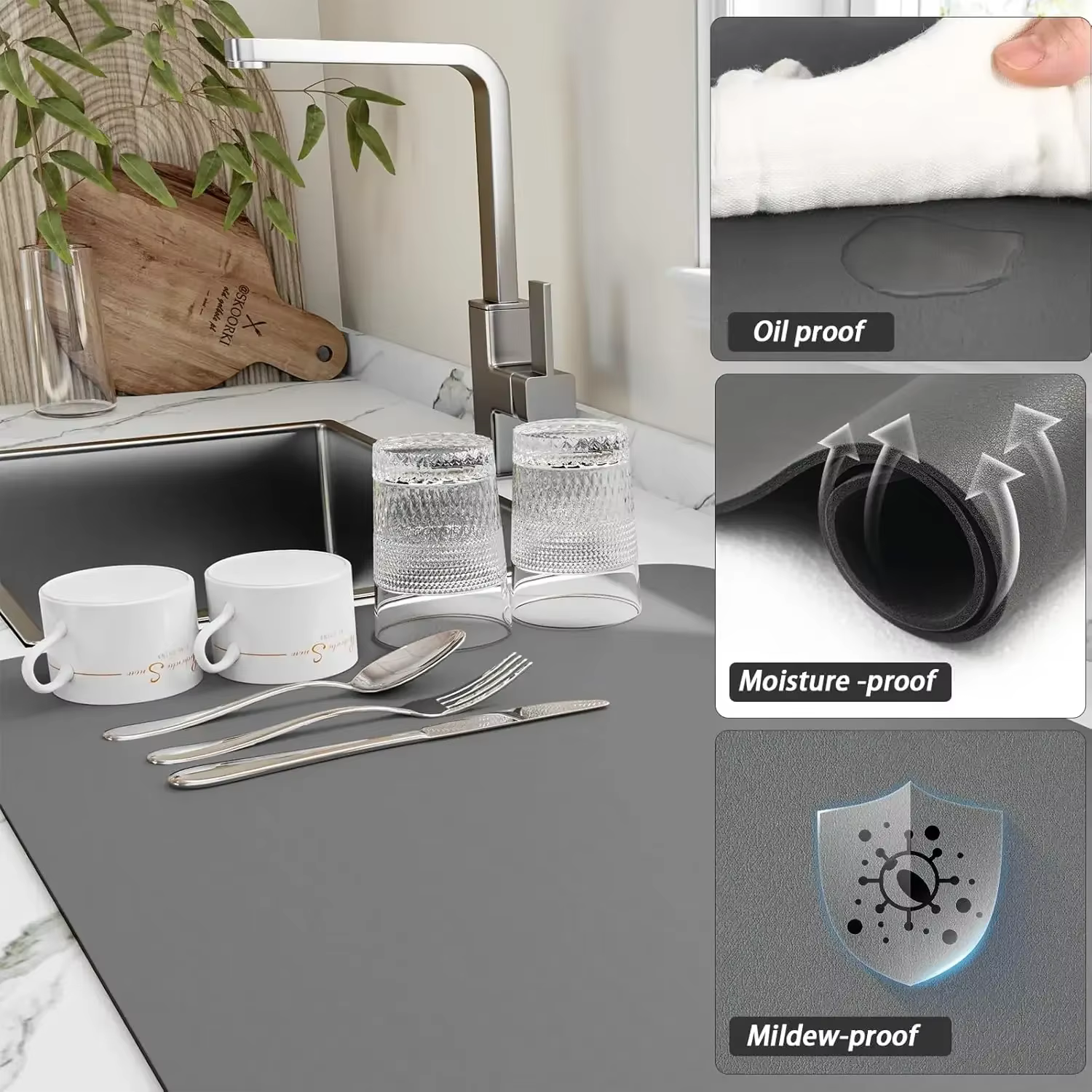 Accessoires de cuisine tapis de séchage de vaisselle