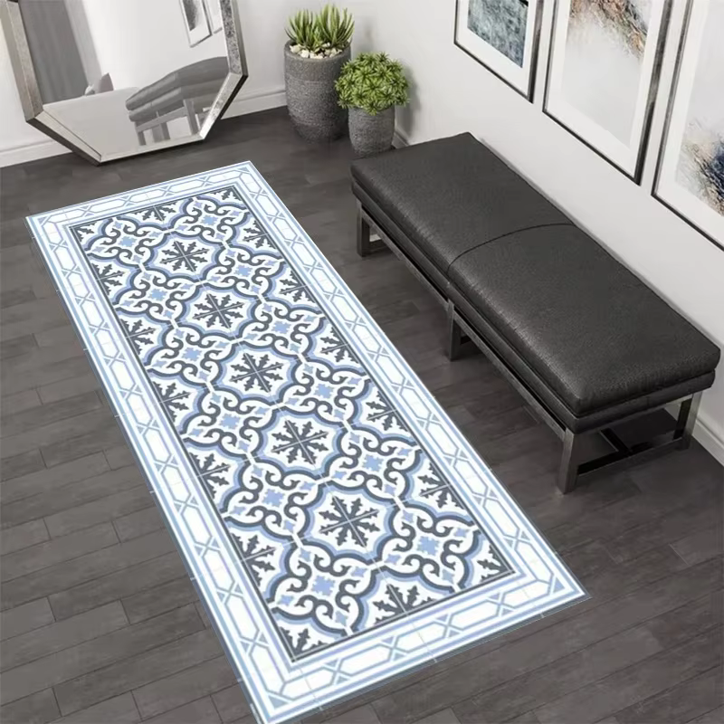 Tapis de couloir VIKAMA rétro à motif géométrique étoilé