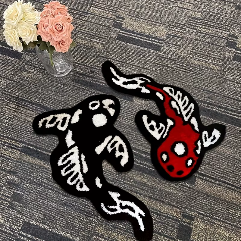VIKAMA Tapis en peluche dessin animé Koi