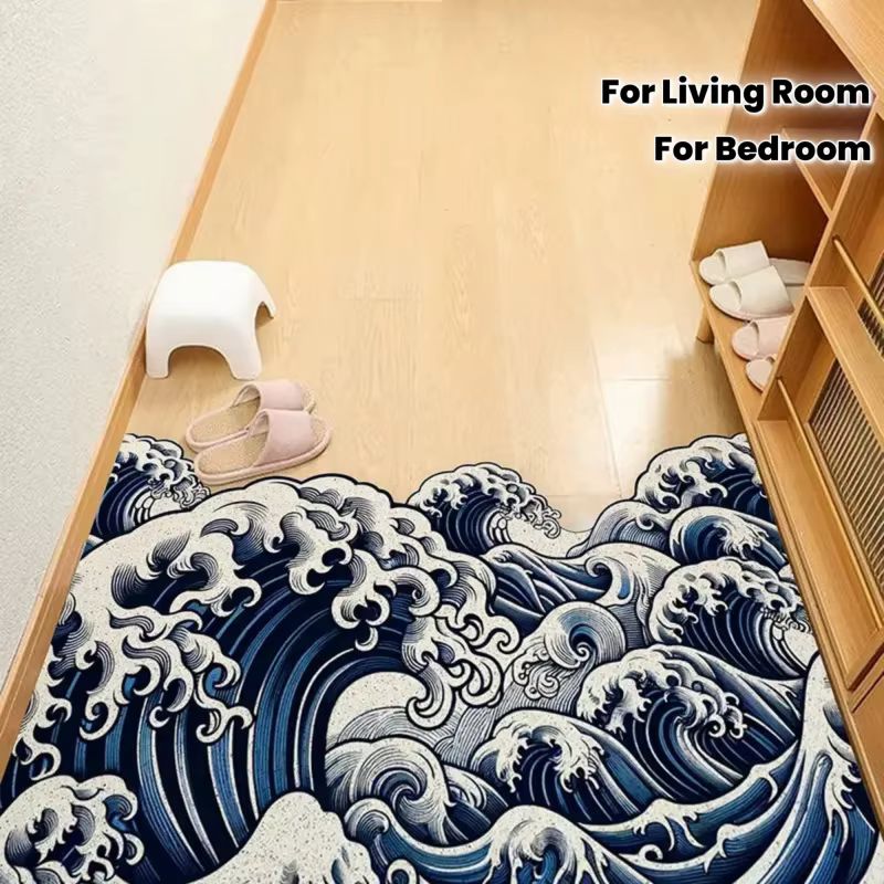 VIKAMA Tapis décoratif japonais Great Wave Art