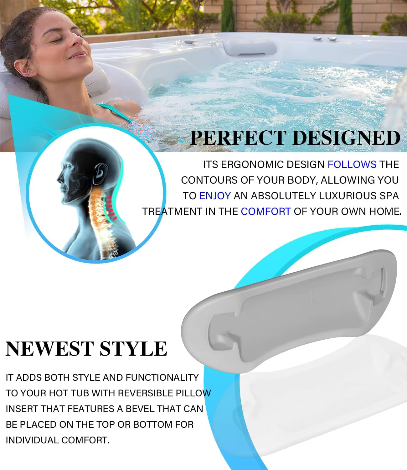 Repose-tête de baignoire à remous 74316 74317, 1 pièce, oreillers de rechange pour spas 2007 – 2013, modèles adaptés: Aria, Envoy, Grandee, ILE, Jetsetter, Landmark