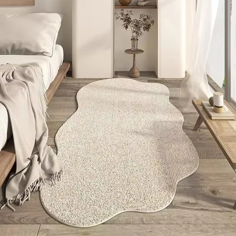 Salon irrégulier grande surface tapis minimaliste chambre chevet