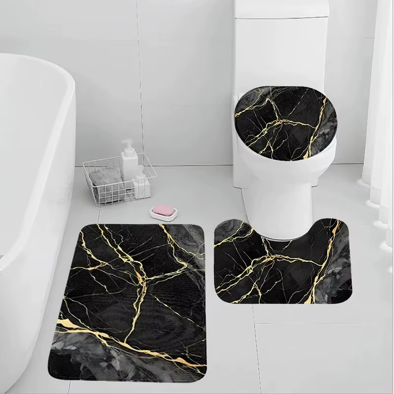 Ensemble de tapis de bain en marbre doré VIKAMA