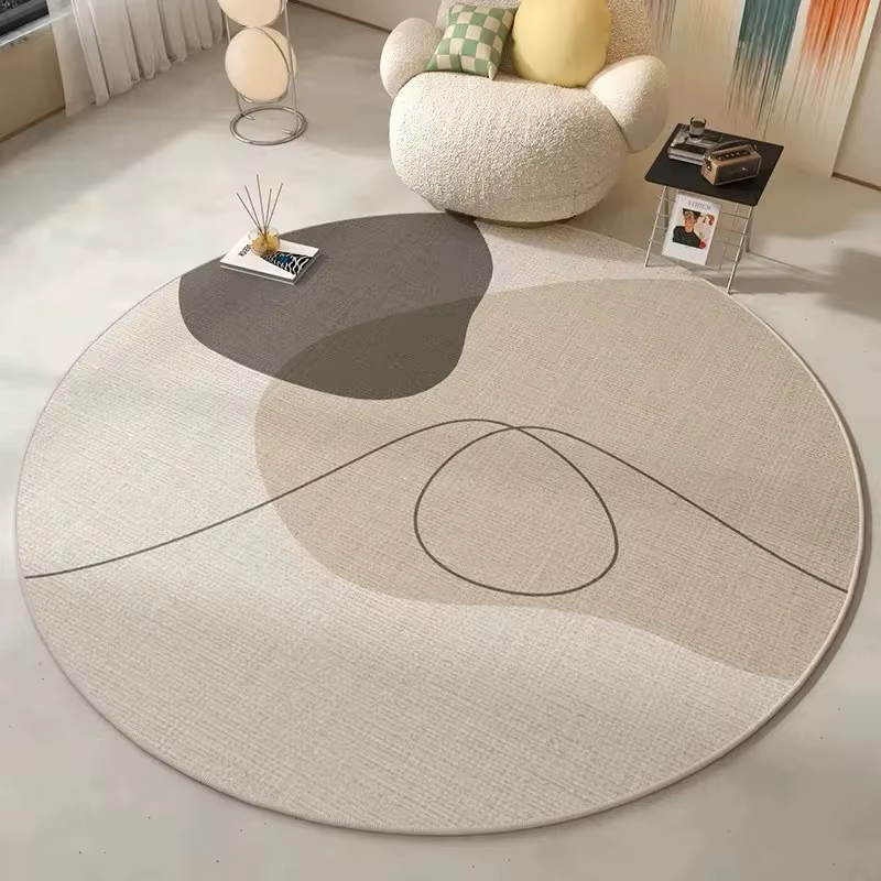 VIKAMA Tapis rond minimaliste antidérapant et durable pour salon