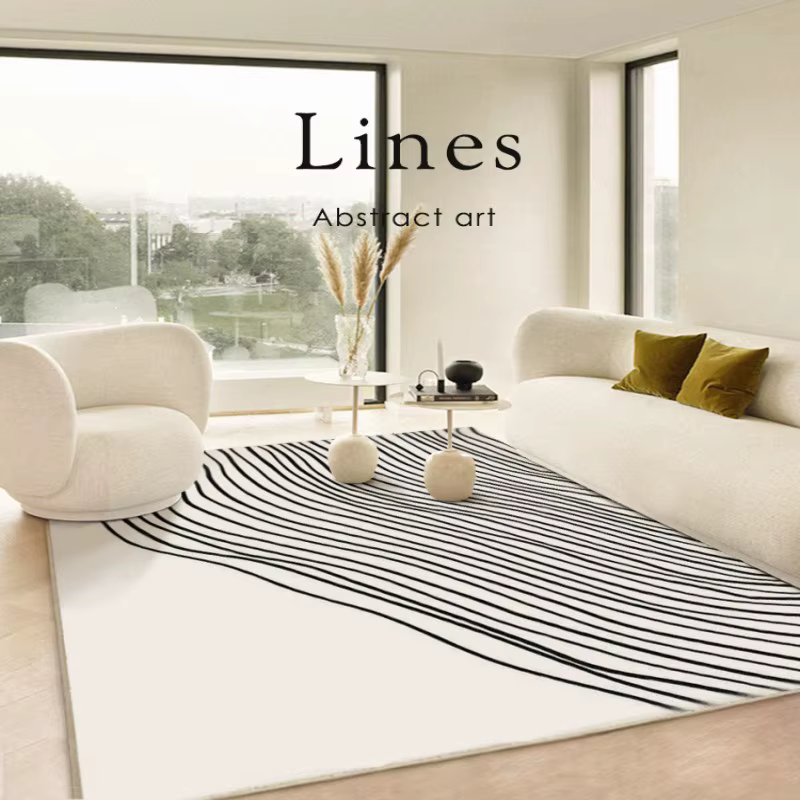 Tapis en peluche minimaliste moderne pour chambre à coucher