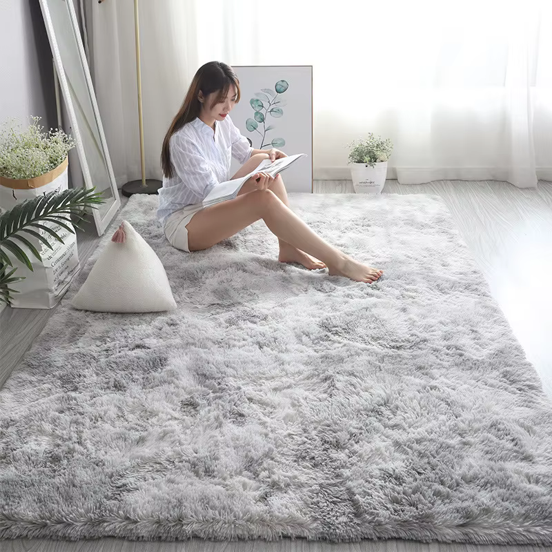 Tapis gris pour salon, en peluche