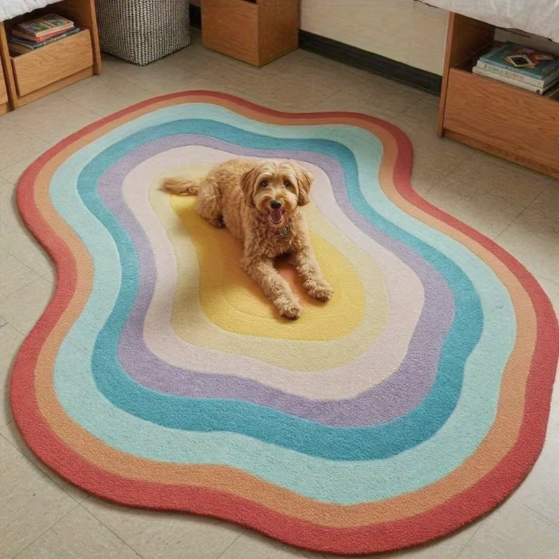 Tapis irrégulier couleur Dopamine