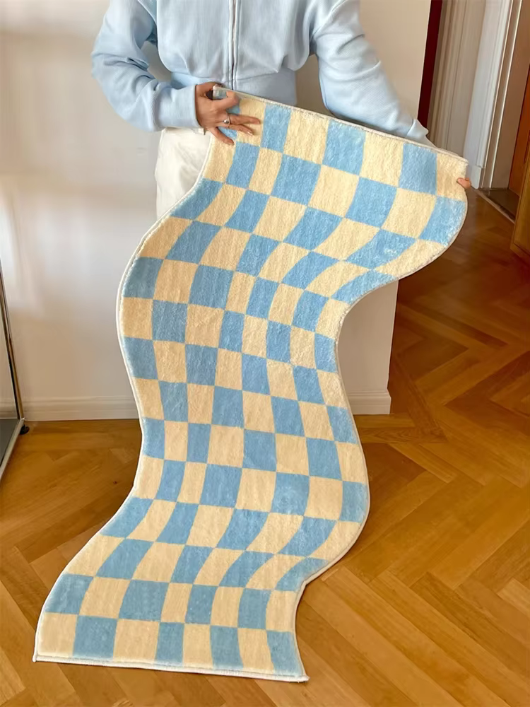 Tapis de chambre à coucher en damier irrégulier