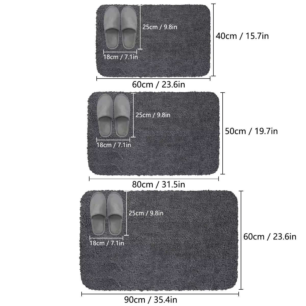 Tapis de salle de bain absorbant cheveux longs