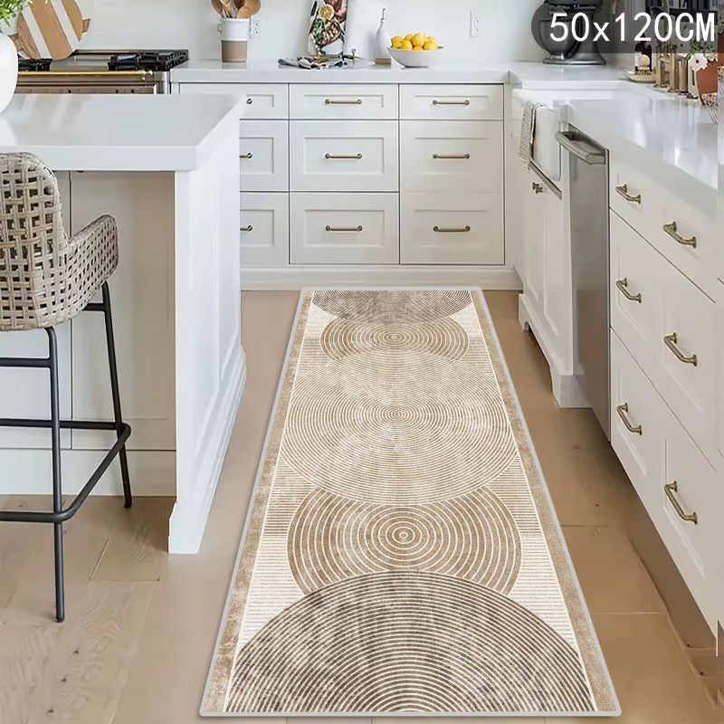 VIKAMA Tapis texturé géométrique résistant aux taches et antidérapant pour couloir et chambre à coucher