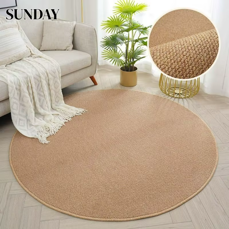 Tapis rond moderne imitation sisal