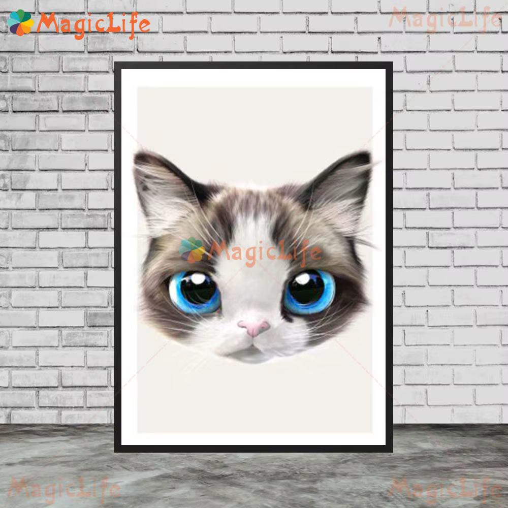 Affiche nordique de dessin animé bébé chat Animal pépinière, toile d'art mural, peinture murale, images pour salon, décoration de maison, sans cadre