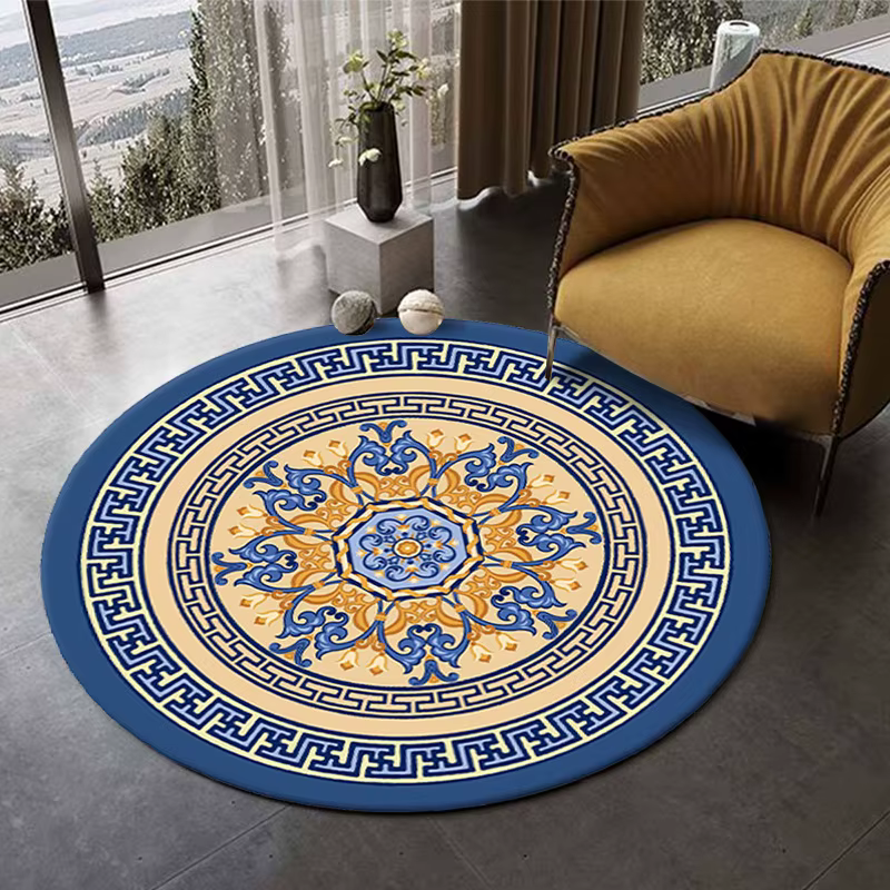 Tapis rond à motifs de style ethnique rétro