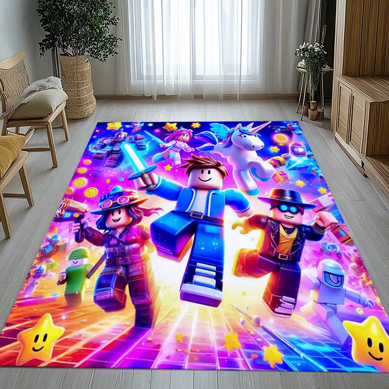 Tapis de salon antidérapant à thème de dessin animé Game R-Robloxs