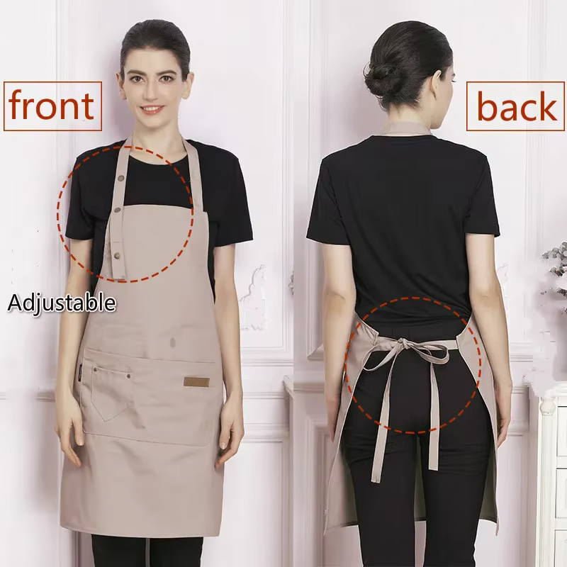 Tablier de cuisine imperméable, tablier de cuisine professionnel, uniforme de travail pour serveur de restaurant, femme/homme, avec poches, tablier de nettoyage