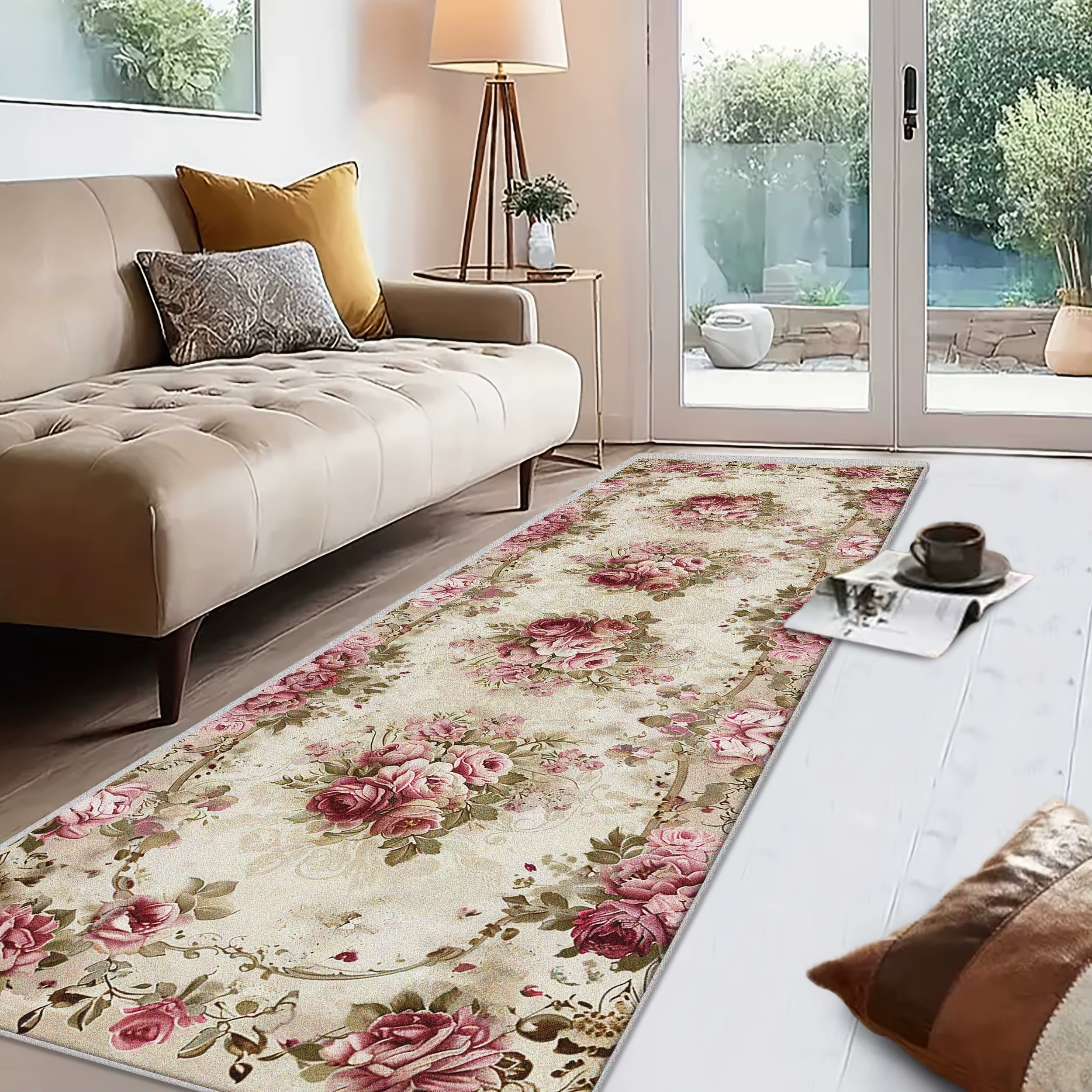VIKAMA Tapis de cuisine à motif floral vintage