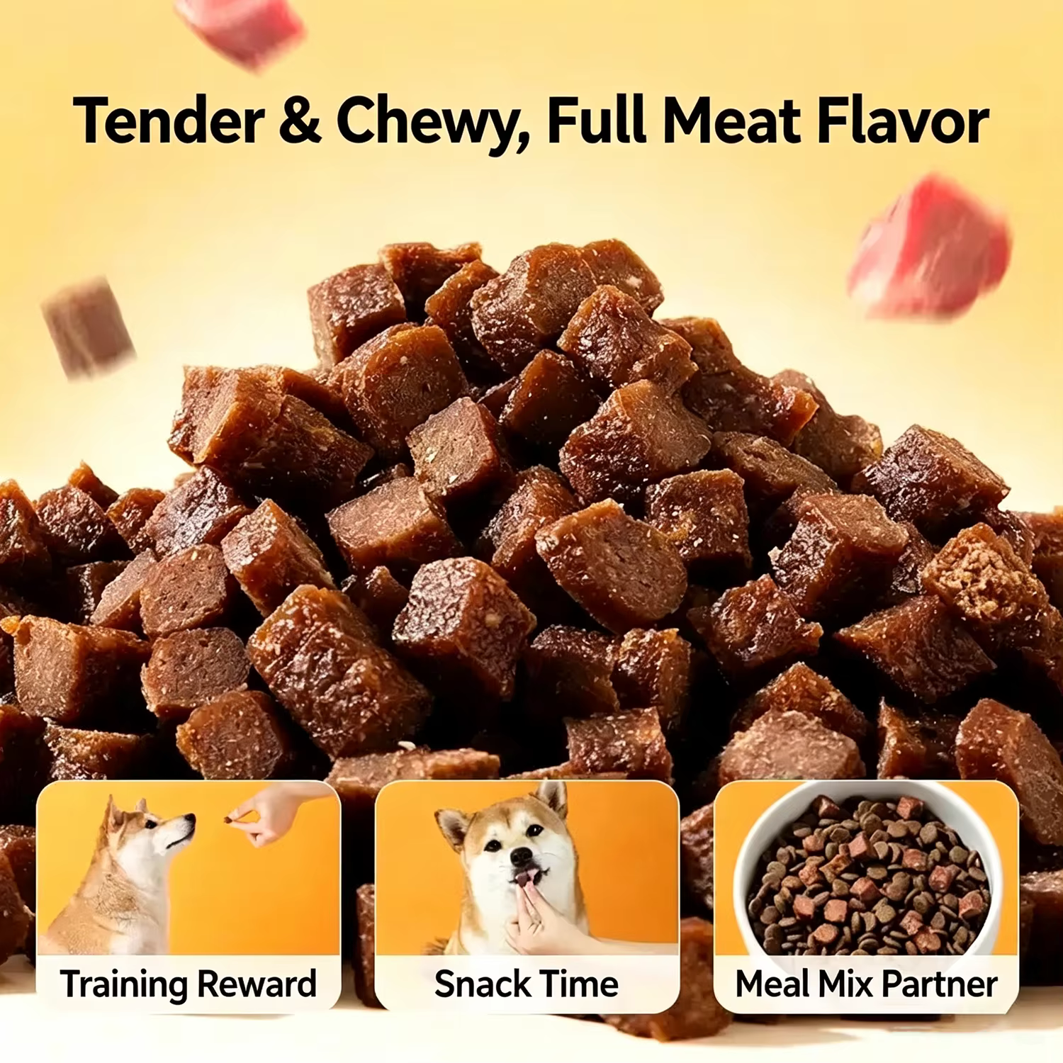 Friandises pour chiens au bœuf séché, protéines brutes de qualité supérieure pour chiens, friandises d'entraînement et compléments alimentaires de taille bouchée, adaptées aux chats
