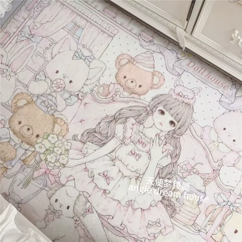 Grand tapis rectangulaire de dessin animé pour filles