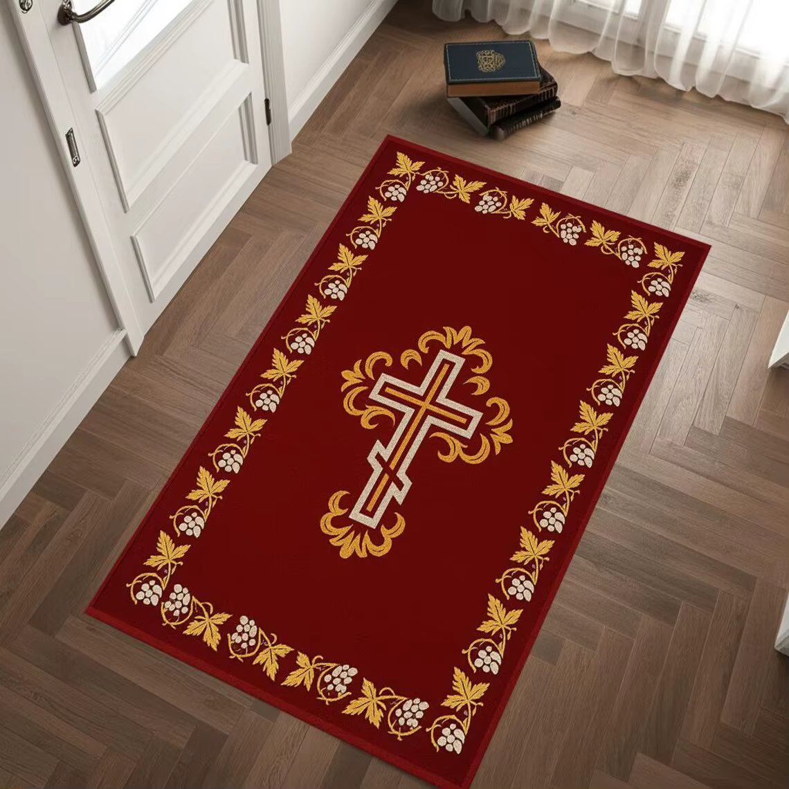 Tapis de prière de luxe rouge et or