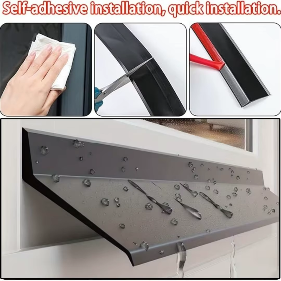 Joint d'étanchéité extérieur en caoutchouc pour seuil de porte, déflecteur de pluie auto-adhésif pour fenêtre extérieure, barrière anti-eau pour rebord.