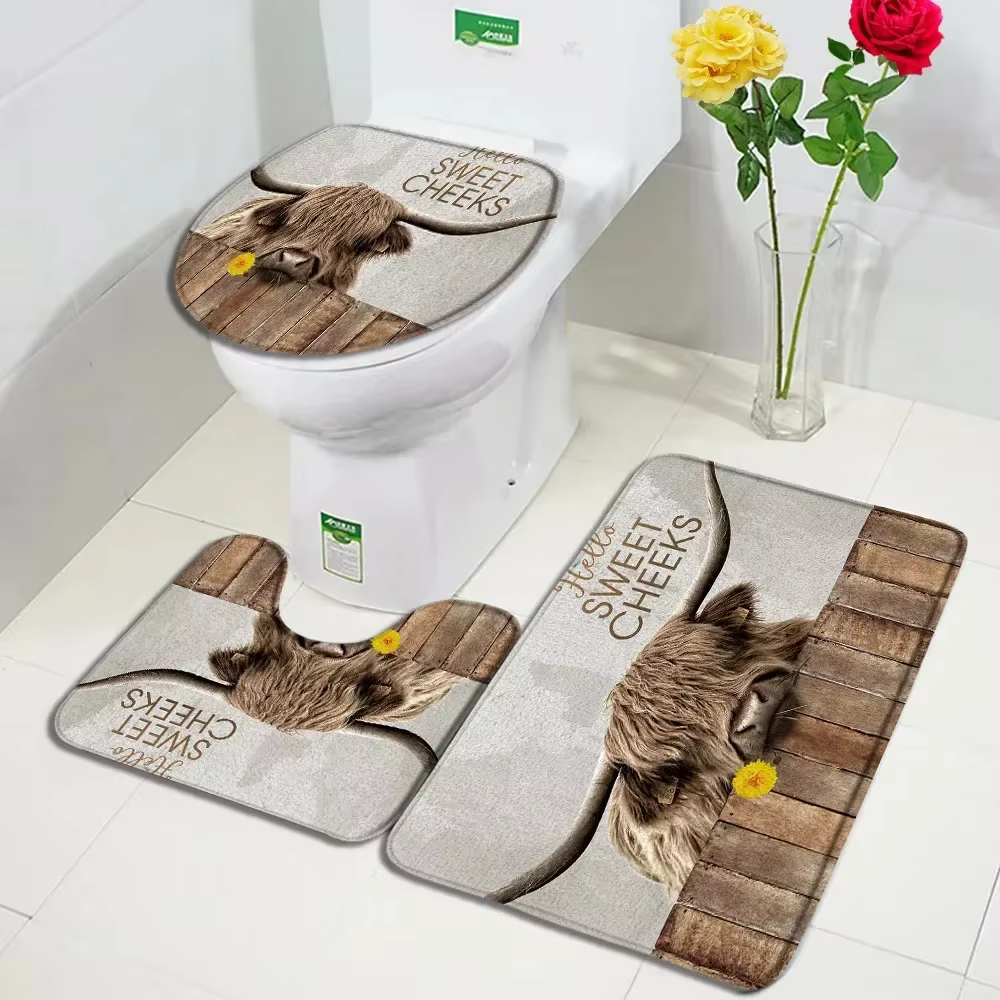 Ensembles de tapis de bain en marbre abstrait