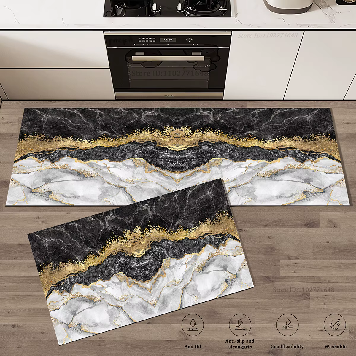 Tapis absorbants de cuisine à motif de marbre, paillasson adapté à l'armoire, lavable, antidérapant, pour entrée de salle de bain, Long, grand tapis coloré