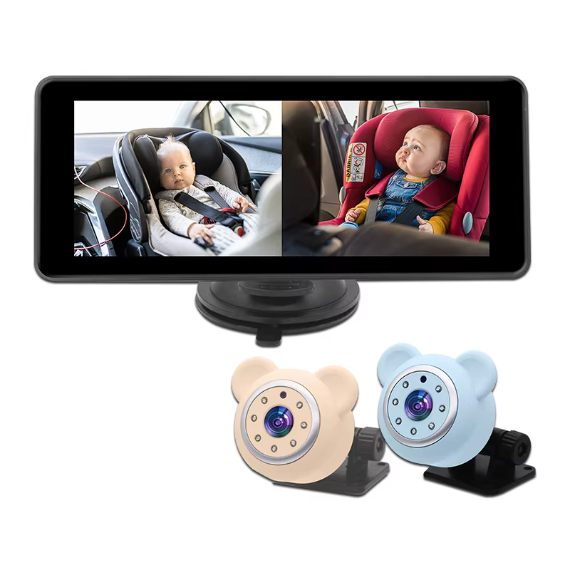 Moniteur vidéo pour bébé avec double caméra embarquée, écran IPS 6,86'', pour nourrissons, enfants et animaux domestiques, pour une conduite sécurisée