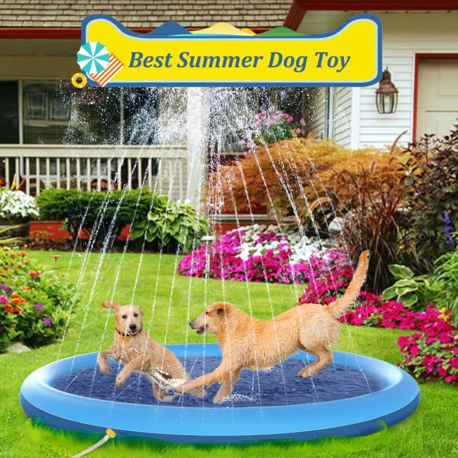 Tapis de jeu interactif pour animaux de compagnie de 100 cm, jouet d'été pour divertissement familial, tapis rafraîchissant adapté aux jeux interactifs avec les chiens