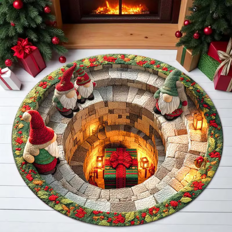 Tapis rond Gnome de noël