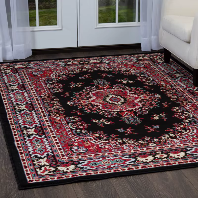 Grand tapis de style persan doux au design rétro