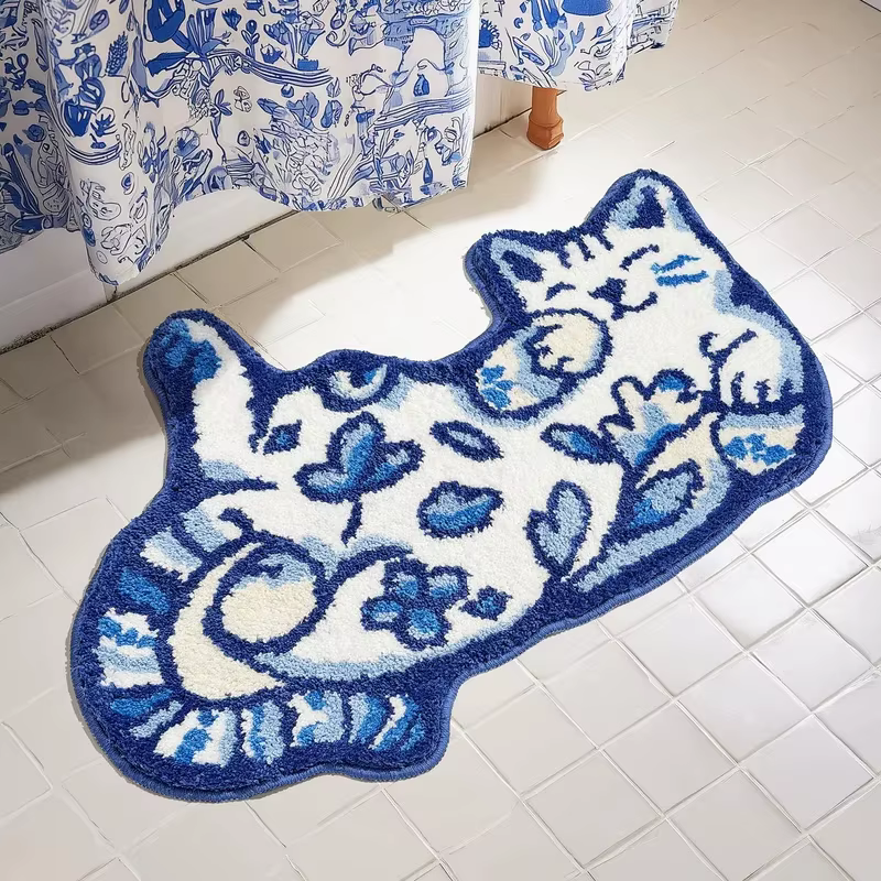 VIKAMA Tapis bleu Delft pour chat